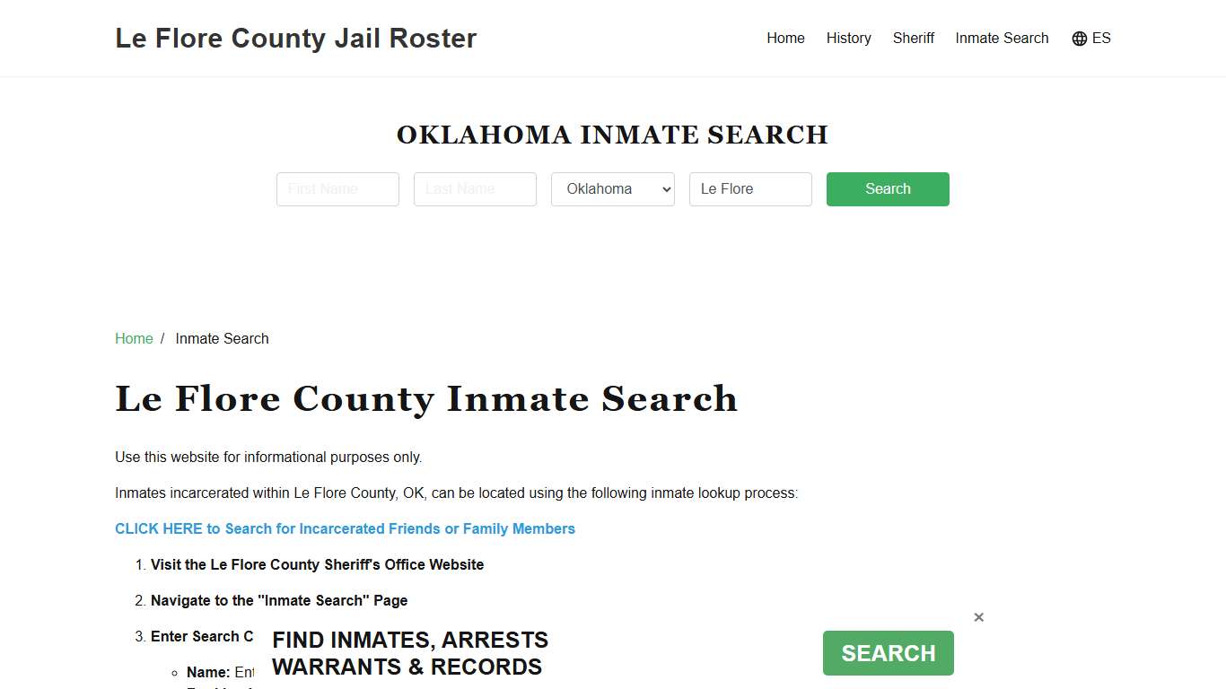 Le Flore County, OK Detainee Lookup