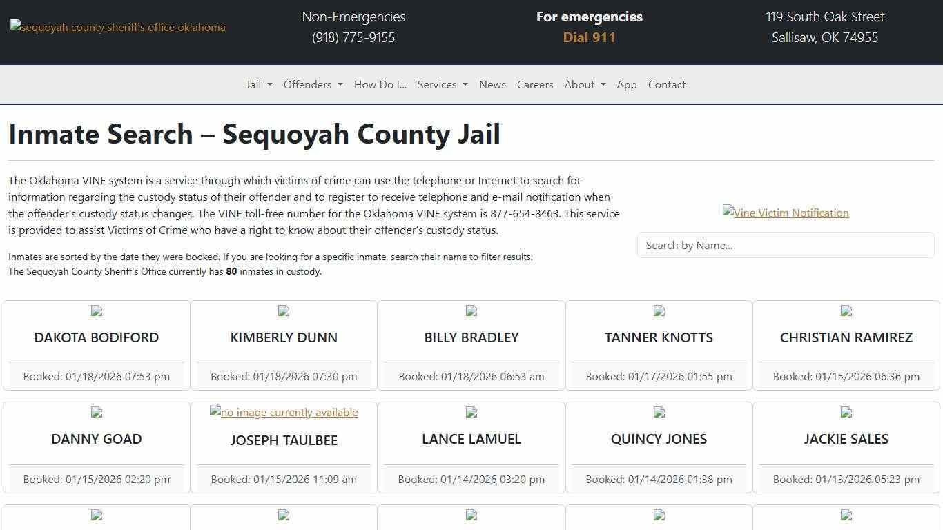 Inmate Search | Sequoyah County Sheriff's Office